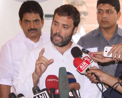 Congress vice president Rahul Gandhi at the Parliament in New Delhi on May 11, 2015