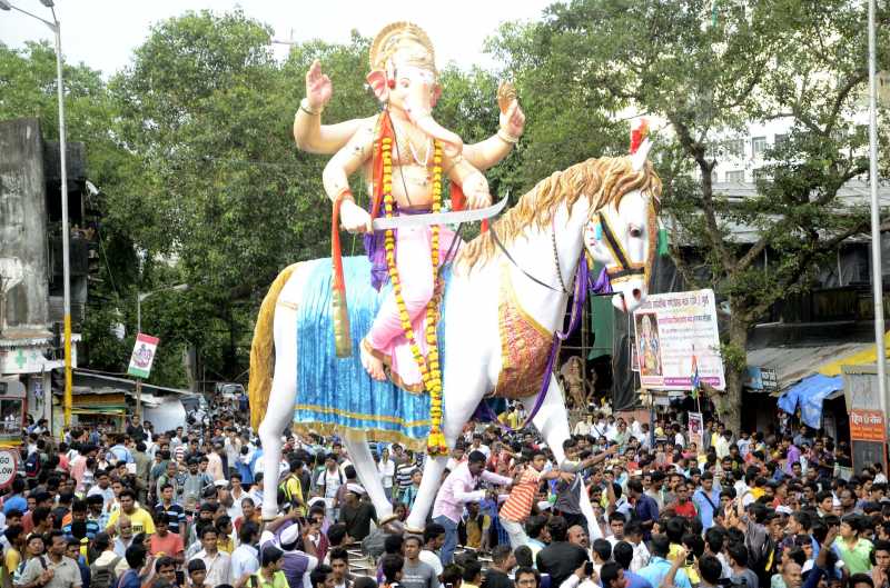 A Ganesh idol at a workshop in Kamathipura of Mumbai 