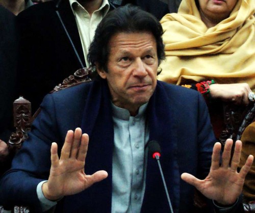  Pakistan Tehreek-e-Insaf chief Imran Khan addresses a press conference in northwest Pakistan's Peshawar on Jan. 14, 2015. Pakistan Tehreek-e-Insaf (PTI) Chairman Imran Khan and his wife Reham Khan encountered protests by angry parents outside the gates of Army Public School (APS) in Peshawar on Wednesday. 