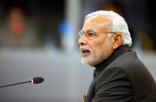 Indian Prime Minister Narenda Modi delivers a speech during the 12th ASEAN-INDIA Summit in Nay Pyi Taw, Myanmar, Nov. 12, 2014.