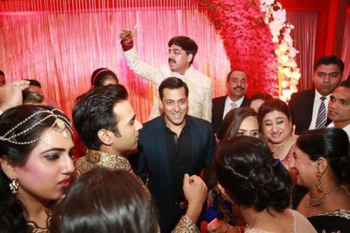 Actor Salman Khan during Pulkit Samrat and Shweta`s wedding reception in New Delhi. 