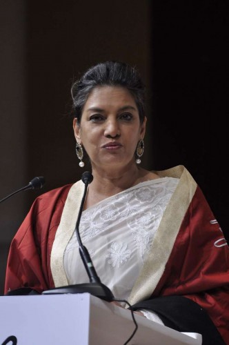 Actor Shabana Azmi during NIFT Mumbai Convocation Ceremony at NCPA in Mumbai, on May 25, 2014. (Photo: IANS)