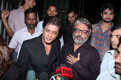 Actor Shahrukh Khan during the party hosted by filmmaker Sanjay Leela Bhansali in Mumbai. Bhansali organised a party to celebrate his Padma Shri honour