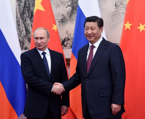 Chinese President Xi Jinping  meets with Russian President Vladimir Putin in Beijing, capital of China, Nov. 9, 2014. 