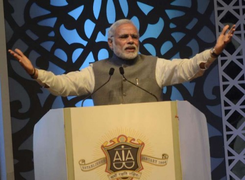  Prime Minister Narendra Modi addresses at the Sesquicentennial function of Advocates' Association of Western India, in Mumbai, Maharashtra on Feb 14, 2015. 