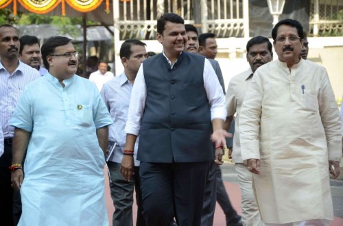 Mumbai: Maharashtra Chief Minister Devendra Fadnavis at Maharashtra Legislative Assembly in Mumbai, on Nov 11, 2014. 