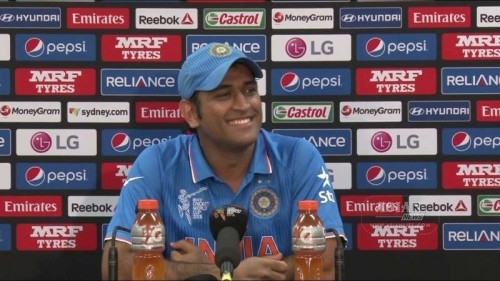  Indian captain MS Dhoni addresses a press conference