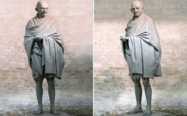 Images of the Gandhi statue at Parliament Square