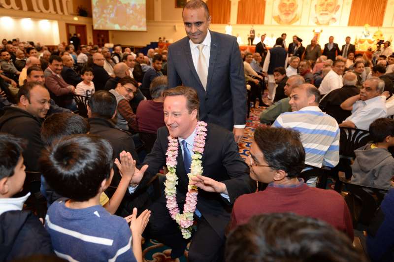 Prime Minister David Cameron at Neaden Temple in London