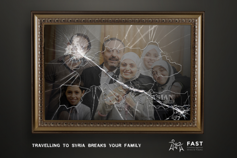 FAST campaign poster urging Muslim families to help their relatives leaving families to join ISIS