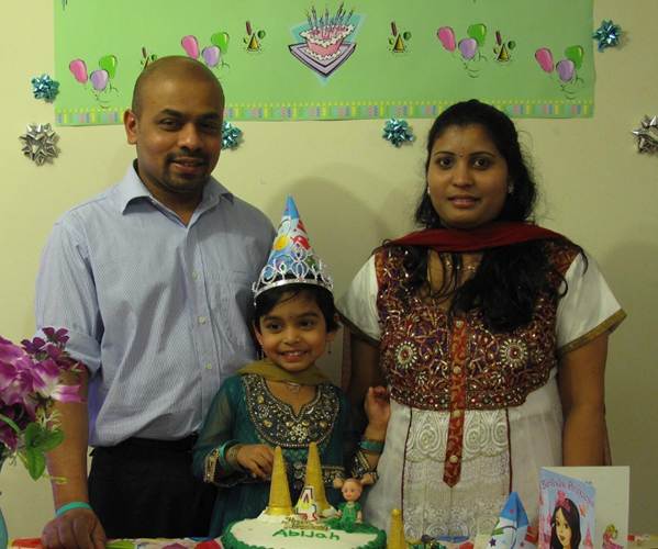 Jaso Manokaran with his wife and children