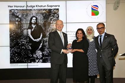 RT. Hon. William Hague MP, Her Honour Judge Khatun Sapnara, Founders of the BBPI Ayesha Qureshi and Abdal Ullah