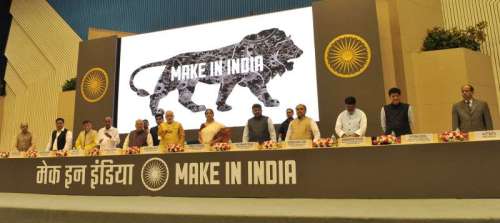 The Prime Minister, Shri Narendra Modi releasing the logo at the inauguration of the “MAKE IN INDIA”, in New Delhi 