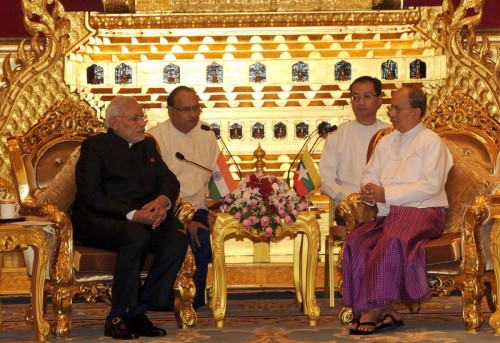 The Prime Minister, Shri Narendra Modi calling on the President of Myanmar, Mr. U. Thein Sein, at Nay Pyi Taw, Myanmar on November 11, 2014.