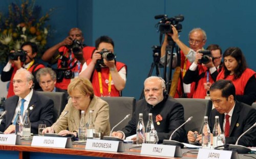 The Prime Minister, Shri Narendra Modi at the First Plenary Session of the G20 summit, in Brisbane, Australia on November 15, 2014.