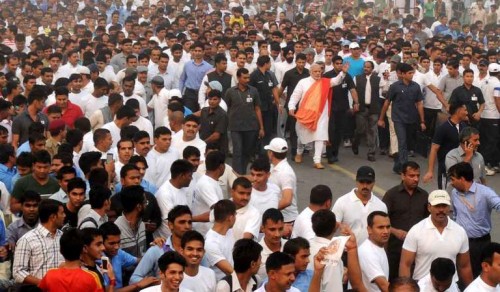 The Prime Minister, Shri Narendra Modi at Run for Unity, at the Rajpath for Rashtriya Ekta Diwas Celebrations, in New Delhi on October 31, 2014.