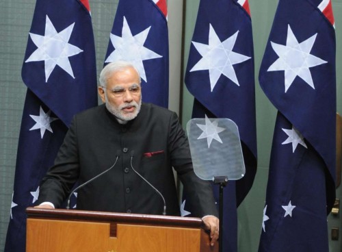 The Prime Minister, Shri Narendra Modi addressing the joint session of Parliament of Australia, at Parliament House, in Canberra, Australia on November 18, 2014.