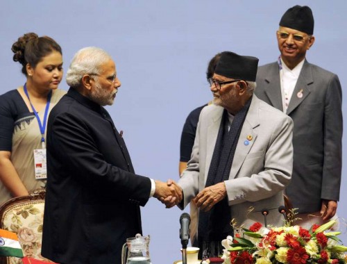 The Prime Minister, Shri Narendra Modi with the Prime Minister of Nepal, Shri Sushil Koirala at the inaugural session of the 18th SAARC Summit, in Kathmandu, Nepal, on November 26, 2014.