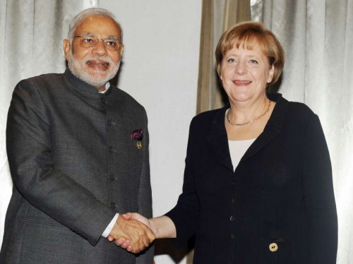 The Prime Minister, Shri Narendra Modi meeting the German Chancellor, Ms. Angela Merkel, in Brisbane, Australia on November 16, 2014.