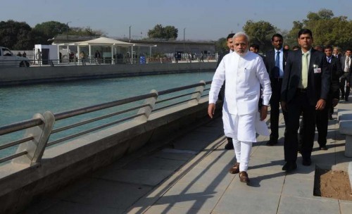 The Prime Minister, Shri Narendra Modi at Mahatma Temple premises, in Gandhinagar on January 08, 2015.