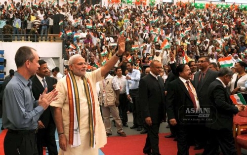 The Prime Minister, Shri Narendra Modi at the Civic Reception, in Mahe, Seychelles on March 11, 2015.