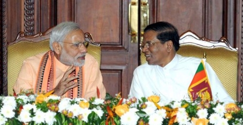 The Prime Minister, Shri Narendra Modi and the President of the Democratic Socialist Republic of Sri Lanka, Mr. Maithripala Sirisena at the Joint Press Statement, in Colombo, Sri Lanka on March 13, 2015.