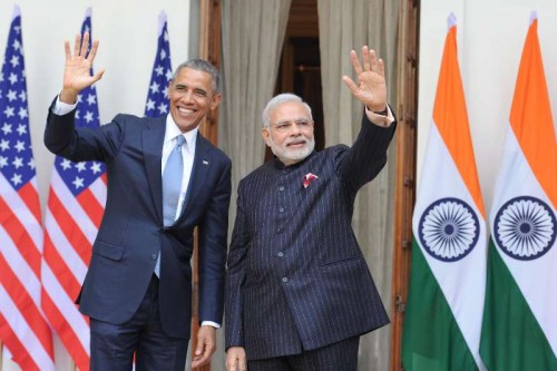 The Prime Minister, Shri Narendra Modi with the US President, Mr. Barack Obama, at Hyderabad House, in New Delhi on January 25, 2015.