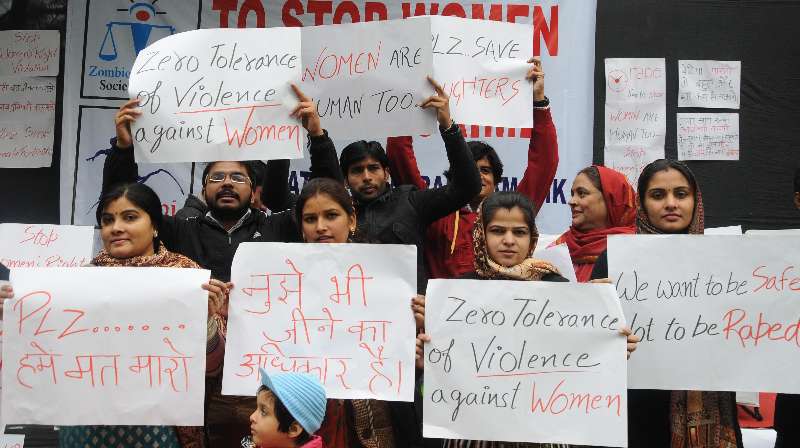 A file photo of women protesting against  violence in New Delhi