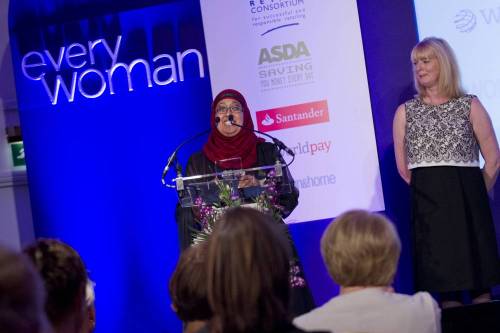 Noor Ali after receiving the Everywoman Retail Ambassador Award in London 