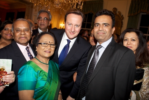 Prime Minister David Cameron with the media during a Diwali event at No 10