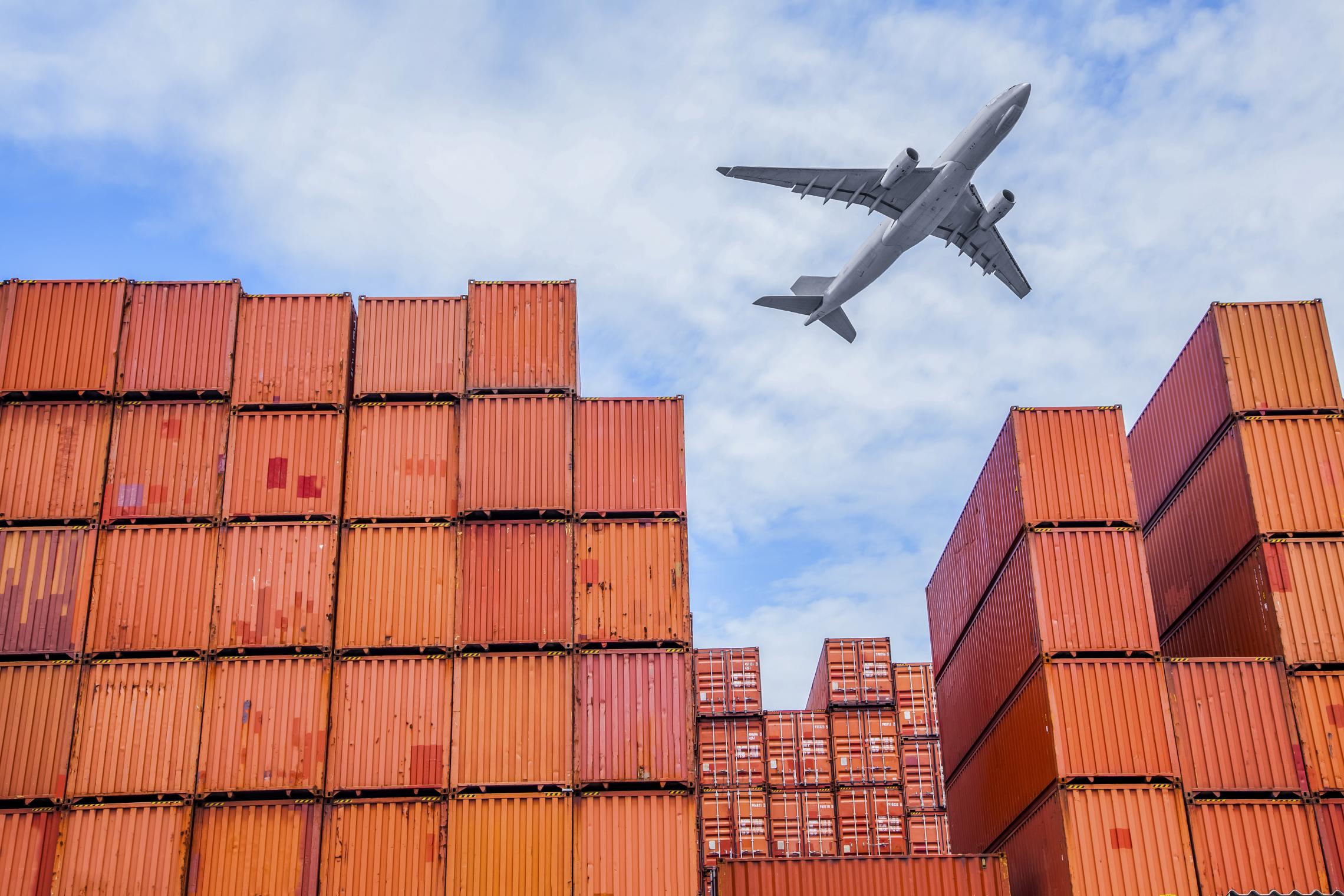 Container and a plane - business - ship - shipping