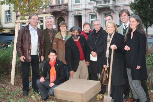 Indian-origin poet of German language Rajvinder Singh (centre), whose poems are displayed at four public places in Trier, the oldest German city where Karl Marx was born and brought up