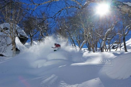 A skier at the pistes (marked ski runs) that are a 10-to-15 minute flight from the picturesque tourist resort of Manali in Himachal Pradesh