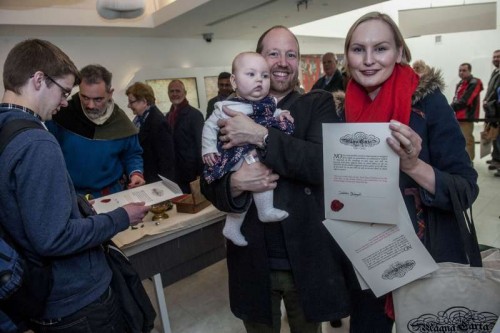 Visitors at Magna Carta Unification Day at British Library in London