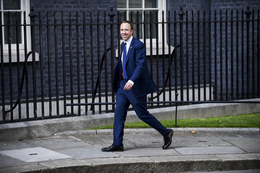 LONDON, July 24, 2019 (Xinhua) -- Britain's Health Secretary Matt Hancock arrives at 10 Downing Street, in London, Britain, on July 24, 2019. Britain's new Prime Minister Boris Johnson named the first of his new front bench ministers on Wednesday night. (Photo by Alberto Pezzali/Xinhua/IANS) by . 