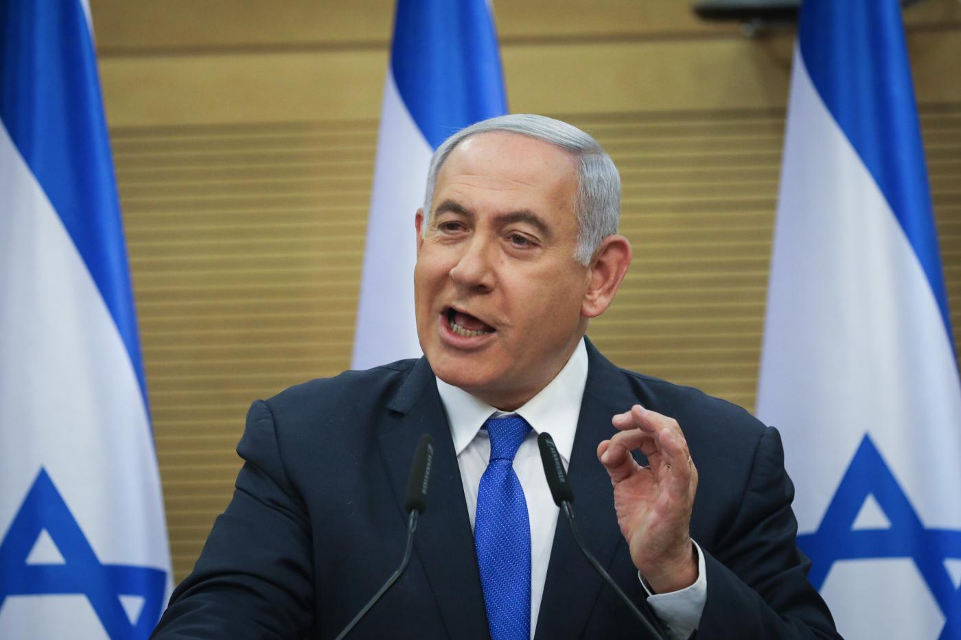 JERUSALEM, May 27, 2019 (Xinhua) -- Israeli Prime Minister Benjamin Netanyahu delivers a statement in Israeli parliament in Jerusalem, on May 27, 2019. Israeli Prime Minister Benjamin Netanyahu announced on Monday that he is making tremendous efforts to form a new government in the last 48 hours before the deadline. However, he admitted that he had not yet persuaded Avigdor Lieberman, head of Yisrael Beiteinu party, to join the coalition. (Xinhua/JINI/IANS) by JINI. 