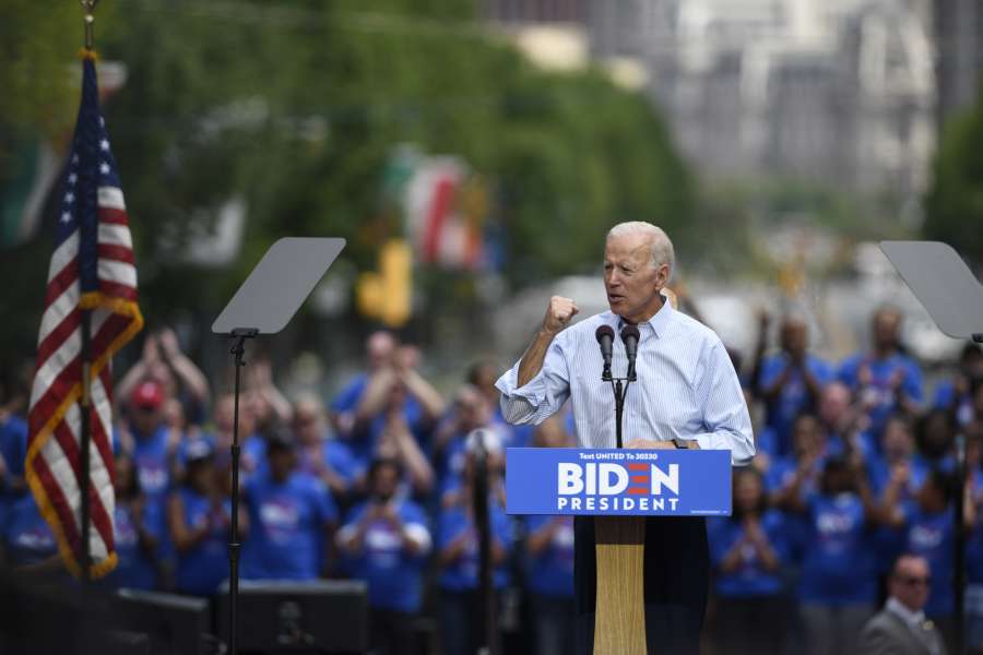 PHILADELPHIA, May 19, 2019 (Xinhua) -- Former U.S. Vice President Joe Biden speaks during a rally in Philadelphia May 18, 2019. Joe Biden on Saturday kicked off his running campaign for the 2020 presidential election in Philadelphia. (Xinhua/Liu Jie/IANS) by . 