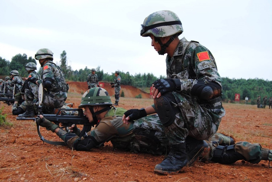 New Delhi: Indian and Chinese soldiers during a joint military exercise organised at Kunming Military Academy in China. (Photo: IANS/DPRO) by . 