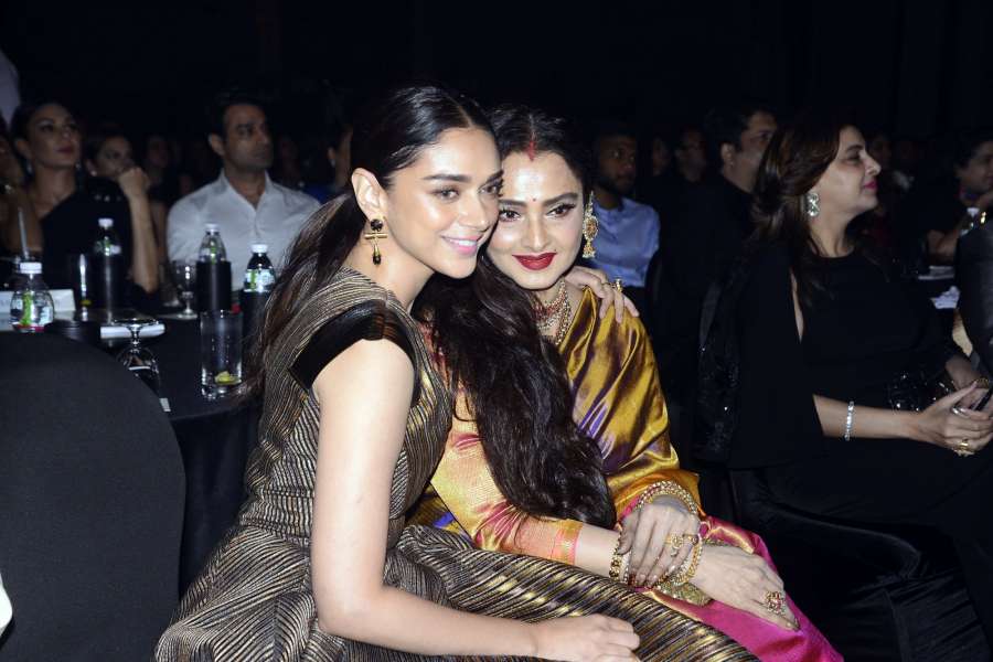 Mumbai: Actors Aditi Rao Hydari and Rekha during the Geo Asia Spa Awards 2017 in Mumbai on March 30, 2017. (Photo: IANS) by . 