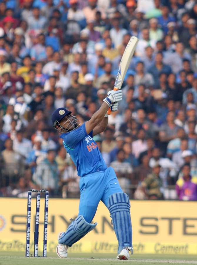 Cuttack: MS Dhoni of India plays a shot during the Second One Day International cricket match between India and England at Barabati Stadium in Cuttack on Jan 19, 2017. (Photo: Surjeet Yadav/IANS) by . 