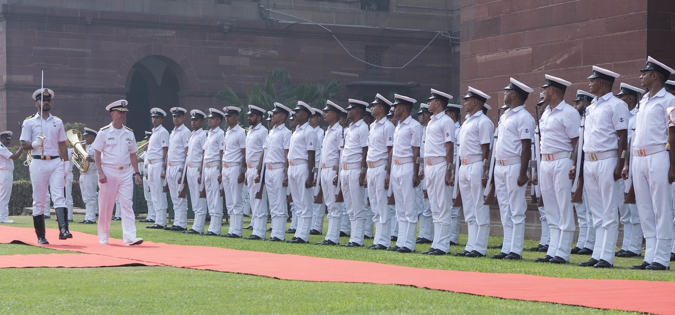 US Navy chief Admiral John Richardson inspects a guard of honour in New Delhi on Monday, May 13. (Photo: US Navy/IANS) by . 