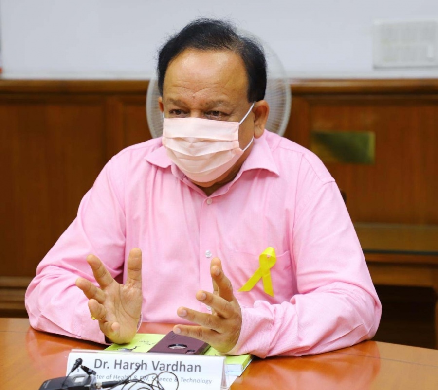 New Delhi: Union Health Minister Harsh Vardhan addresses during the 2nd Empathy e-Conclave organised on the occasion of World Hepatitis Day, in New Delhi on July 28, 2020. (Photo: IANS/PIB) by . 