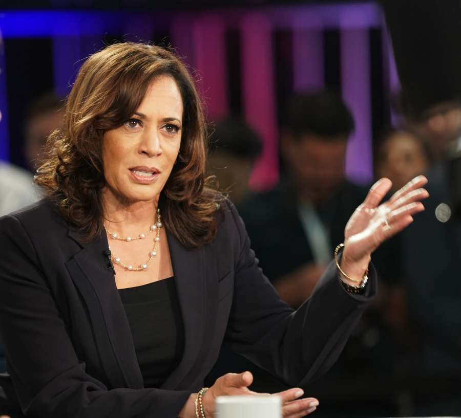 MIAMI, June 28, 2019 (Xinhua) -- Senator Kamala Harris of California is interviewed after the second night of the first Democratic primary debate in Miami, Florida, the United States, on June 27, 2019. The second night of the first Democratic primary debate here on Thursday featured more early front-runners for the party's presidential nomination to challenge President Donald Trump in 2020. (Xinhua/IANS) by . 