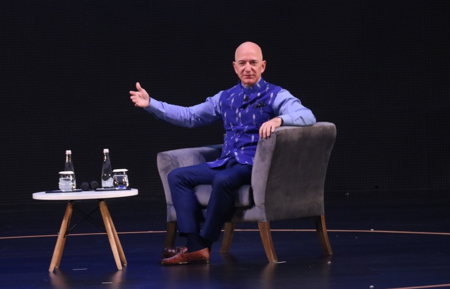 New Delhi: Amazon CEO Jeff Bezos interacts with entrepreneurs at the Amazon Smbhav event in New Delhi on Jan 15, 2020. (Photo: IANS) by . 