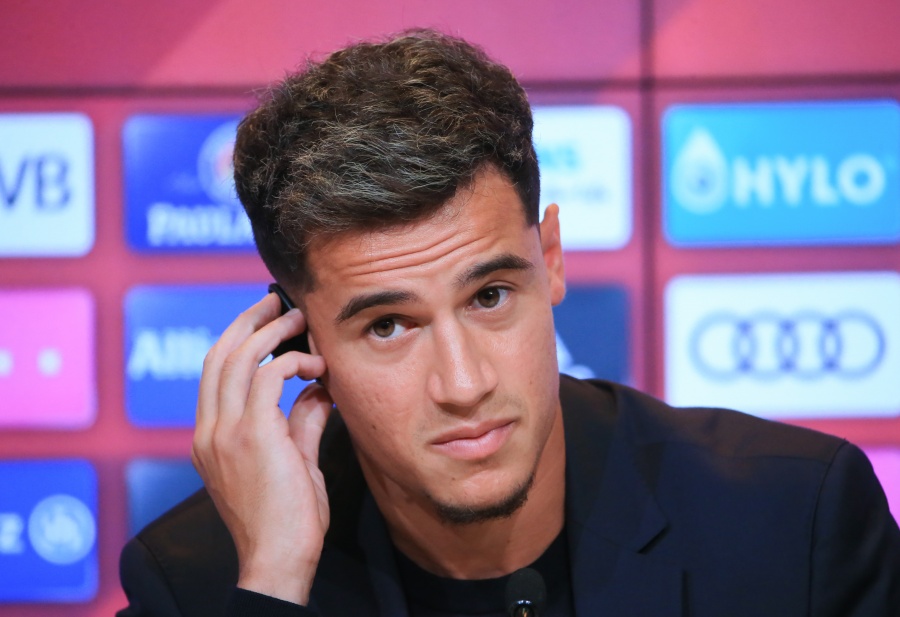 MUNICH, Aug. 20, 2019 (Xinhua) -- Brazilian player Philippe Coutinho attends a press conference as he officially joins Bayern Munich in Munich, Germany, on Aug. 19, 2019. (Photo by Philippe Ruiz/Xinhua/IANS) by . 