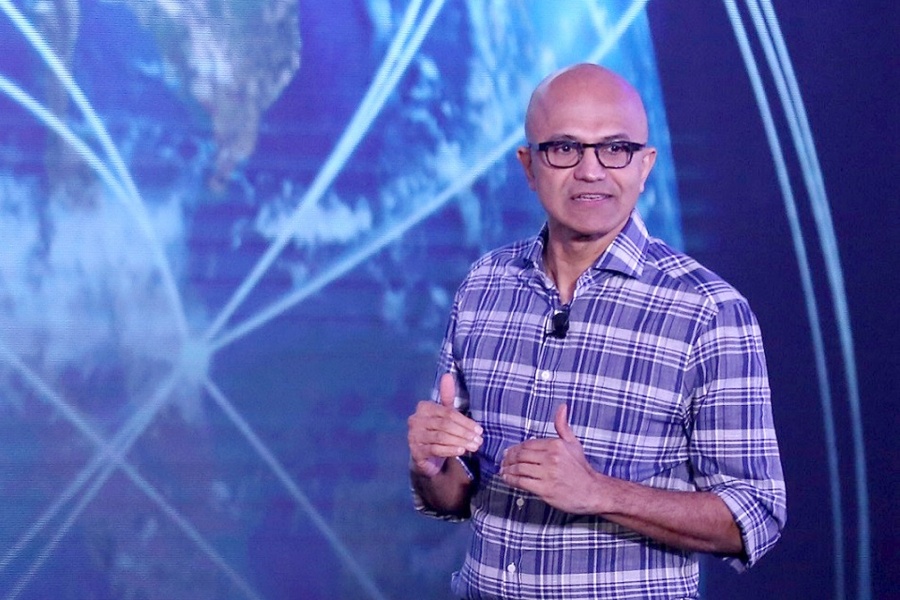 Bengaluru: Microsoft CEO Satya Nadella addresses during the Microsoft "Future Decoded" tech summit in Bengaluru on Feb 25, 2020. (Photo: IANS) by . 