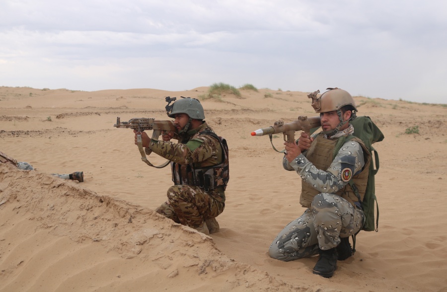 JAWZJAN, May 26, 2019 (Xinhua) -- Members of the Afghan security force take part in an operation in Jawzjan province, Afghanistan, May 25, 2019. Fighting rages across the war-torn country and clashes between security forces and Taliban have been continuing since early April when the Taliban launched an annual rebel offensive. (Xinhua/Mohammad Jan Aria/IANS) by . 